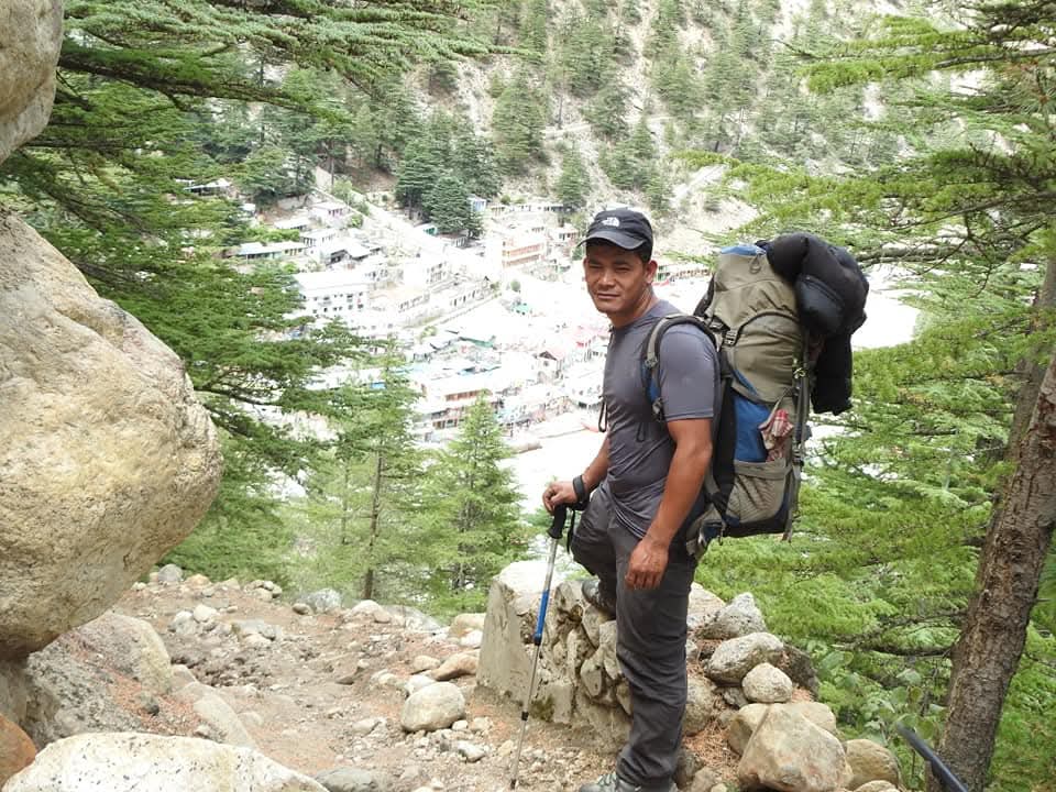 Kamal Shahi, head cook and camp in-charge, on a trail above Gangotri